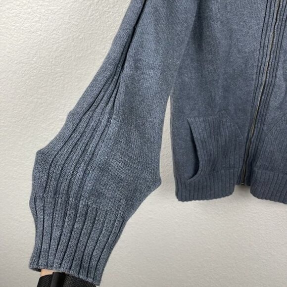 Guess Jeans Full Zip Stretch Sweater Mock Neck Combed Cotton Gray Sz S - Picture 4 of 9